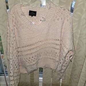 Oversized Cream Chenile Destructed Sweater sz L NWT